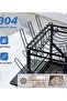 Dish Drying Rack, Multifunctional Dish Rack, Rustproof Kitchen Dish Drying Rack with Drainboard, Space-Saving 2-Tier Dish Drying Rack with a Large Capacity for Kitchen Counter Black - 8