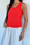 Pomegranate Flower Front-Stone Embellished Camisole Blouse - 2
