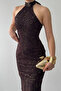 Halter Neck Jacquard Dress - 3