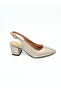 Gold Foil Printed Pointed Toe Ankle Strap Open Back Thick Heeled Women's Stiletto Shoes Vdz02022 - 5