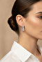 Set of 3 Gray Color Modern Design Square and Stone Detailed Steel Earring Combination - 2