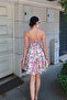 Patterned Strappy Mini Dress Pink - 6