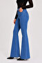 Lycra High Waist Spanish Flare Women's Jean Pants Blue - Stretchy Flare Denim - 2