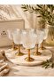 Set of 6 Clear Aurea Gold Footed Coffee Side Glasses
