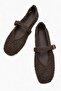 Women's Buckle Braided Ballerinas Brown - 4