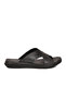Black Genuine Leather Men's Flat Slippers
