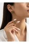 2-Piece Brown Pearlescent Flower Earrings Women's Stylish Jewelry, Daily Steel Jewelry - 3