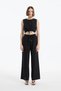 Elastic Waist Wide Leg Black Women's Trousers Pnt00454 - 3