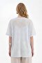 Women's Jacquard Fabric Oversized Tshirt with Stone Detail on the Front - 2