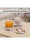 Marble Coasters Set of 4, White & Green Drink Coasters for Coffee Table, Home Décor
