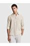 Beige 100% Linen Regular Fit Long Sleeve Shirt 50320945-Vr011