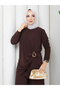Sandy Fabric Buckle Double Suit – Comfortable Fit Wide-Legged Hijab Suit – 4 Color Options - 7