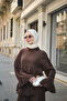 Women's Ruffle Detail Layered Wrinkled Double Suit Set Brown - 3