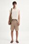Beige Embroidered Sleeveless T-Shirt - 2