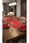 100% Cotton Red Rectangular Special Patterned Runner 40X150 - 3