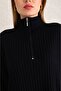 Women's Ribbed Collar and Side Zipper Cuffs Knitwear Set - 5