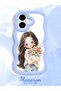 iPhone 16 Compatible Case with Camera Protector Blue Silicone Couple Phone Case Girl Pattern - 2