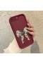 iPhone 7 Plus Compatible Case Camera Protector Claret Red Silicone Couple Phone Case Bow Tie Pattern - 3