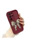 Samsung Galaxy S22 Ultra Compatible Case Camera Protector Claret Red Silicone Couple Phone Case Bow Tie Pattern - 3