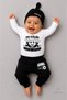 100% Cotton Black and White Little Fan 3-Piece Newborn Baby Set Long Sleeve Bodysuit Pants Hat Set Unisex 0-9 Months