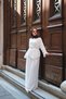 Women's Skirted Crêpe Voile Side Ribbon Detail Inner Lined Suit White - 2