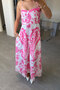 Pearl Embellished, Patterned Maxi Dress with Gipeli Back Detail - Pink - 2