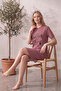 Cotton Patterned Striped Interlock Knitted Short Sleeve Nightgown Dress 95cm - 2