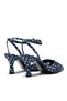 Si̇ena Women's Navy Blue Polka Dot 7.5 cm Heeled Shoes with Pointed Toe and Ankle Strap - 4