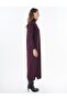 Turtleneck Knitwear Dress Burgundy - 5