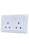 Double Wall UK Socket with Switches, 13A, 2-Gang British Standard, White - 3