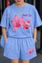 Women's Oversize Cotton Casual Set – Printed T-Shirt and Shorts