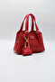 Women's Red Crossbody Hand and Shoulder Bag with Front Accessory Detail and Charm Accessory - 3