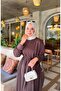 Modal Pike Slit Detailed Tunic, Wide Leg Pants Summer Oversize Set Brown - 2