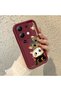 Xiaomi Redmi Note 13 Compatible Case Camera Protector Claret Red Silicone Couple Phone Case Cat Pattern - 2