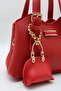 Women's Red Crossbody Hand and Shoulder Bag with Front Accessory Detail and Charm Accessory - 5