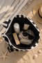 Black and White Striped Waterproof Daily & Beach Shoulder Bag - Ruffle Detail - 4