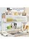 Dish Rack Organizer Stainless Steel with Doors Over cabinet organizer Sink Dish Drying Rack Storage Rack Kitchen Dish Drainer Nonslip Kitchen Multipurpose Rack Dust-Proof - 4