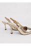 Saint Gold Metal Buckle Detailed Pointed Toe Back Open Stiletto Evening Dress Heeled Women's Shoes - 2