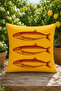 Mediterranean Themed Ciao Bella Decorative Throw Pillow Covers Set of 4 – Yellow and White Striped, Lobster and Fish Patterned (Double-Sided) - 5