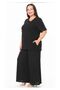 Plus Size Black Muslin Fabric Wide Leg Suit - 2