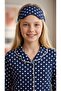 Girl's Navy Blue Cotton Polka Dot Patterned Sleepwear Set with Sleeping Glasses - 2