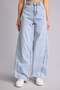 100% Cotton Wide Leg High Waist Light Indigo Trousers H6905Ax26Au - 3