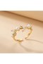 Pearl and Leaf Figured Zircon Stone Adjustable Ring - 3