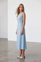 Women's Blue Crew Neck Midi Length Lined Knitted Dress Alc-X15559 - 2