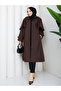 Cape-Covered Buttoned Belted Hijab Trench Coat Rc3142 - 3