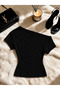 Women's White One-Shoulder Waist-Fitted Open Viscose Blouse - 2