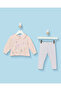 Infant Girls Pink Collared Top And All Over Print Leggings Set