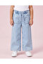 Girls Light Wash Scalloped Embroidered Trousers