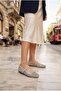 027-866 Suede Laser Cut Perforated Stone Embroidered Buckle Women's Ballet Flats - 6