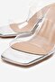 Women's Two-Strap Transparent Heeled Slippers Sandals Brovin Silver Wrinkled - 4